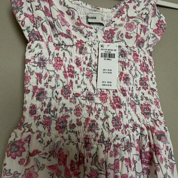Hollister, XXS, Floral, Asymmetrical Hem Mini Dress, NEW! - Picture 6 of 9